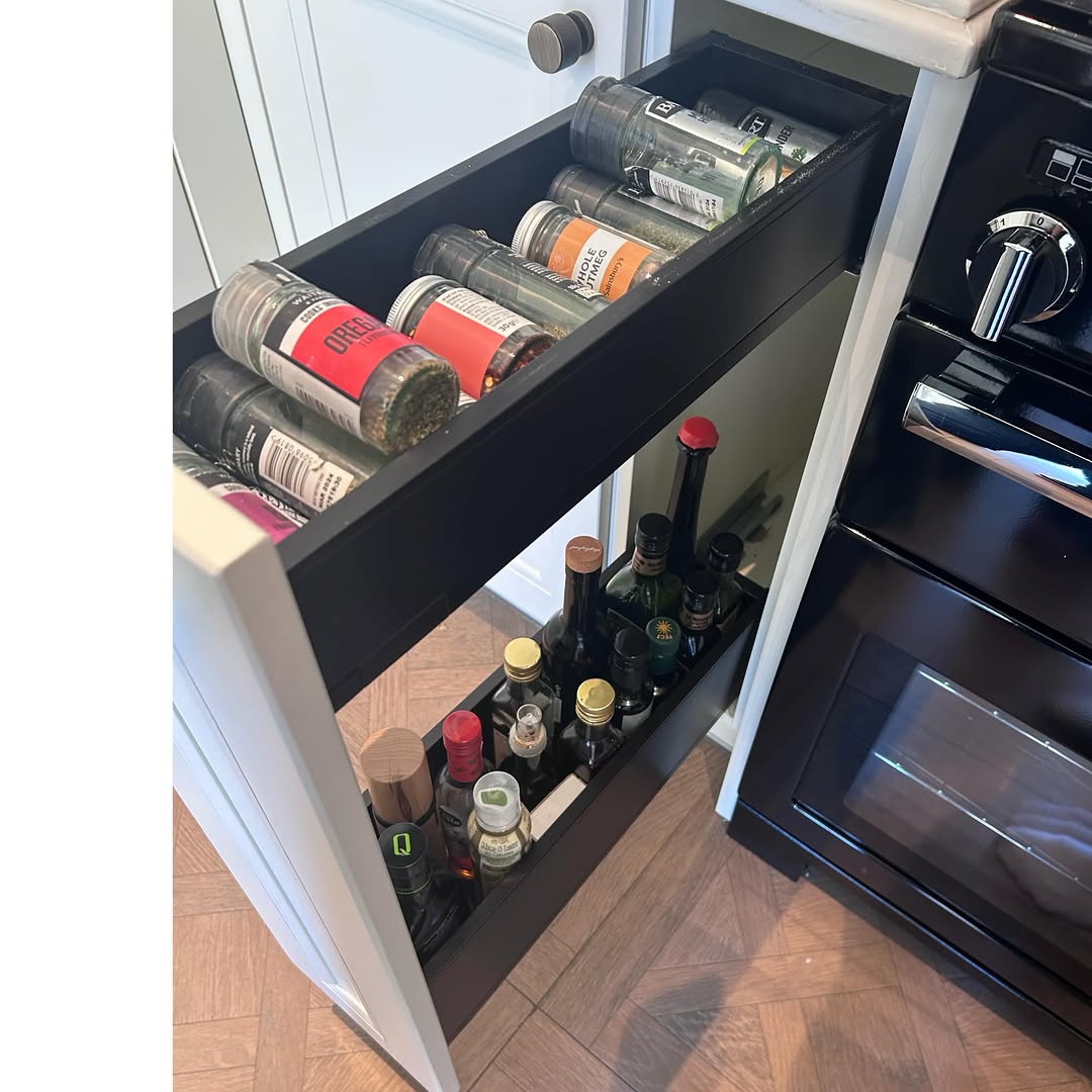 Kitchen pantry organisation with curated product placement
