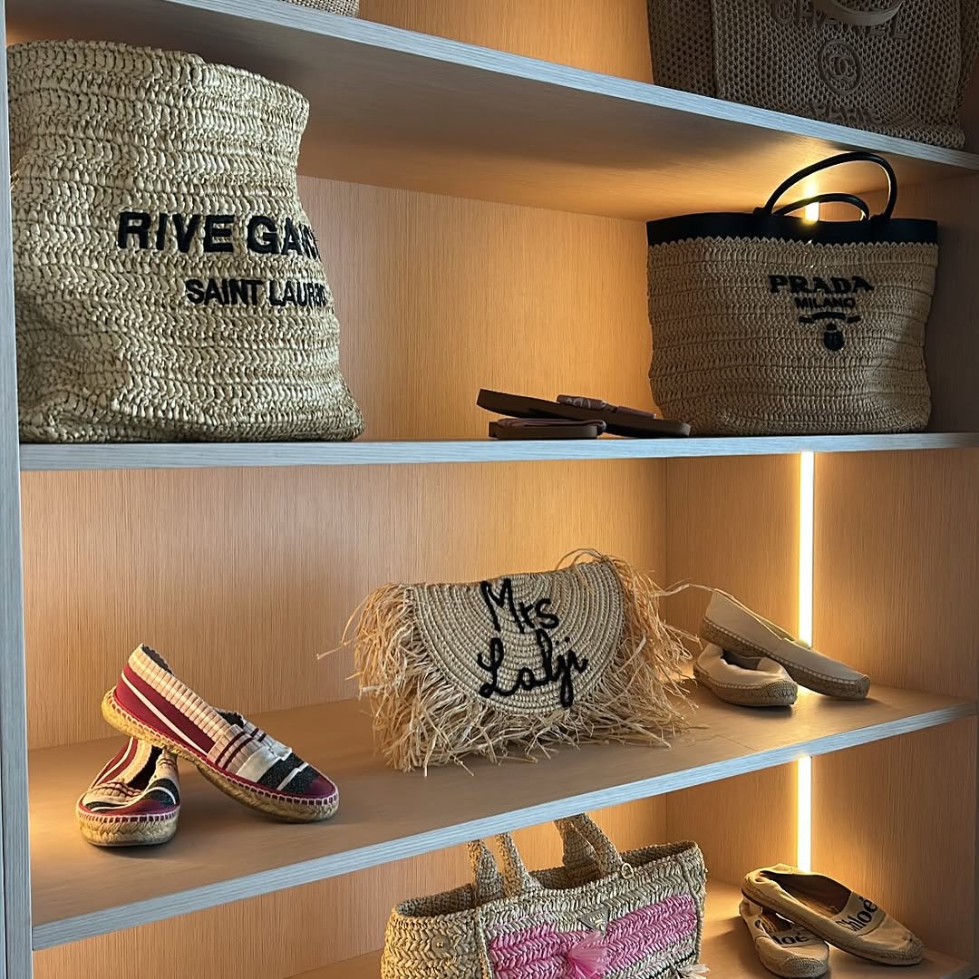 Luxury wardrobe interior with curated clothing storage