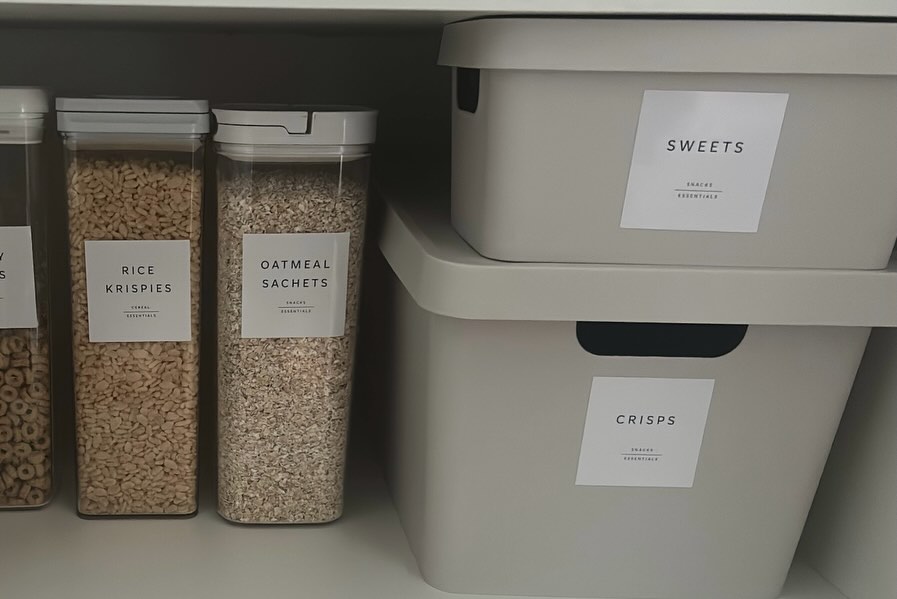 Simple kitchen cupboard hack ⬇️ Use labelled storage boxes for different snacks. They’re perfect…